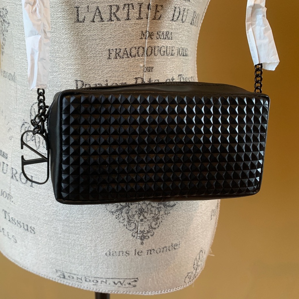 Valentino Fragrance Black Pouch Case Clutch Phone Case Chain Strap V Logo - New